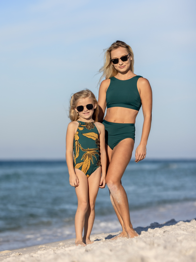 Girl's Emerald Enchantment Smocked One Piece Swimsuit