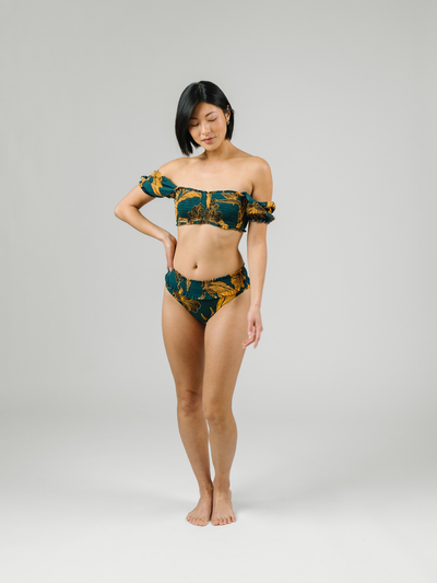Women's Emerald Enchantment Smocked Waist Bikini Bottom