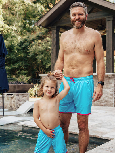 Navalora Men's Miami Vibes Blue and Pink Swim Shorts