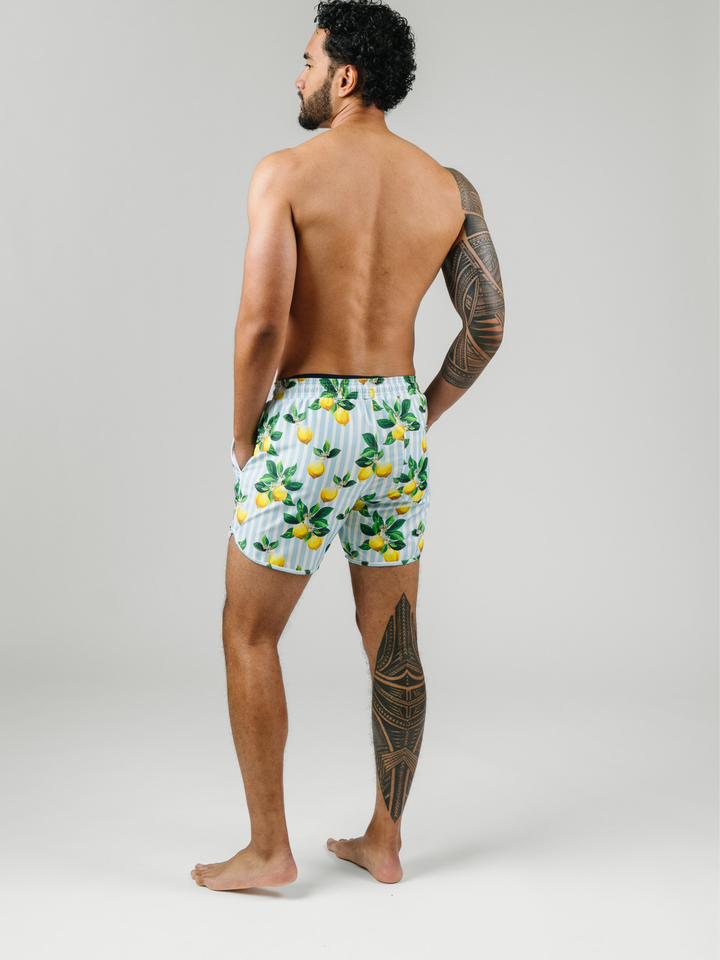 Navalora Swim Men's Amalfi Coast Inspired Lemon Swim Shorts, Side View