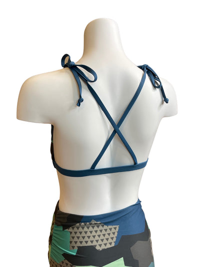 Navalora Matching Swimsuits Women's Colorful Camo Triangle Swim Bikini Top with Removable Pads