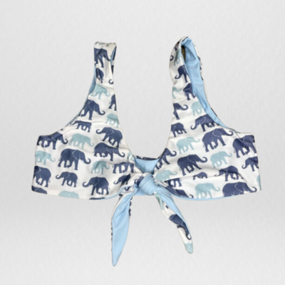 Navalora Matching Swimsuits Women's Elephants on Parade Tie Bikini Top